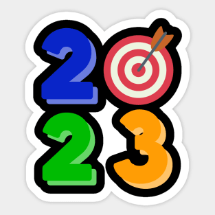 2023 Happy New Year Design Archery Motivational Design Sticker